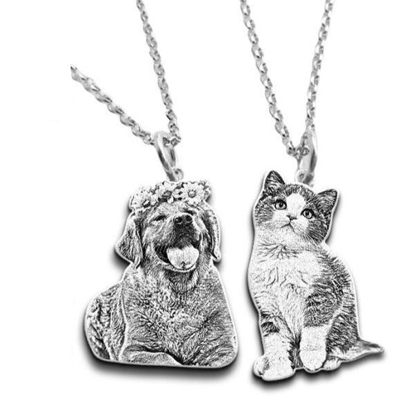 Engraved necklace of your fur nose