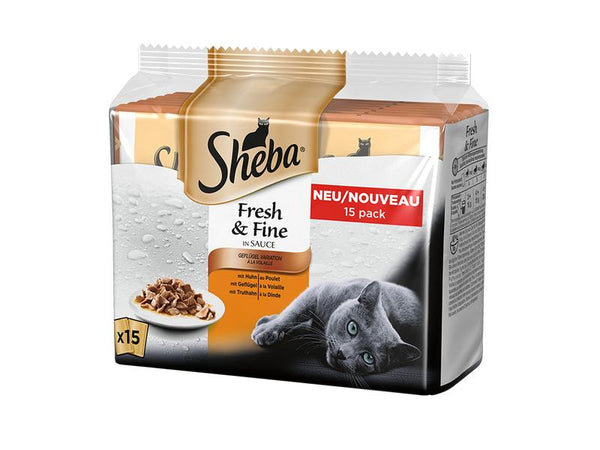 Sheba Wet Food Fresh & Fine Sauce Poultry Variation, 15 x 50g