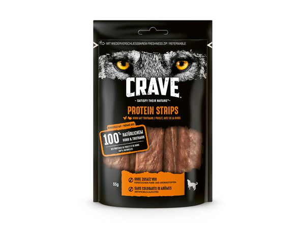 Crave Kausnack Protein Strips Huhn und Truthahn 55 g