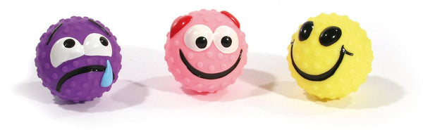 Vinyl ball with facial expressions and squeaker