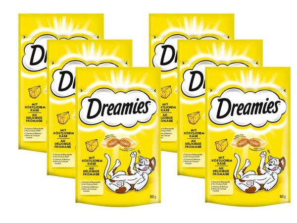 Snack per gatti Dreamies con formaggio, 6 x 60g