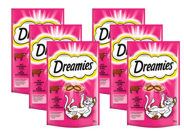 Dreamies cat snack with beef, 6 x 60g