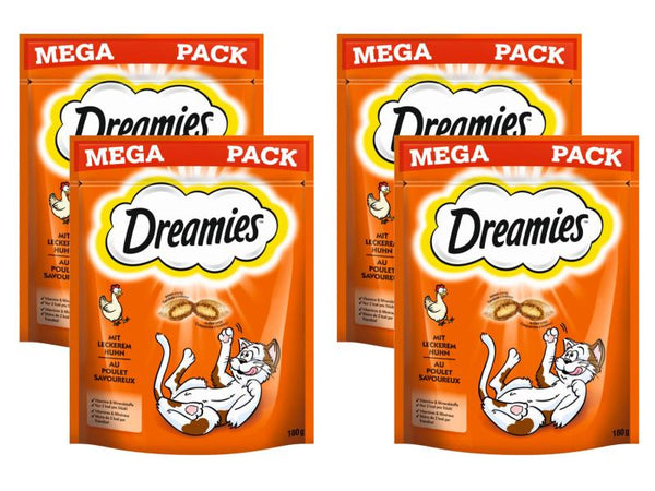 Snack per gatti Dreamies con pollo, 4 x 180g