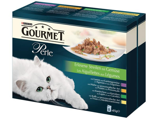 Purina Wet Food Gourmet Pearl Exquisite Strips with Vegetables, 8x85g