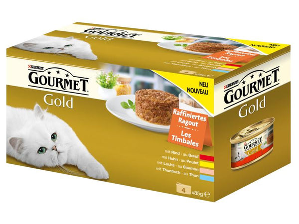Nourriture humide ragoût raffiné Gourmet Gold, 4x85g Purina