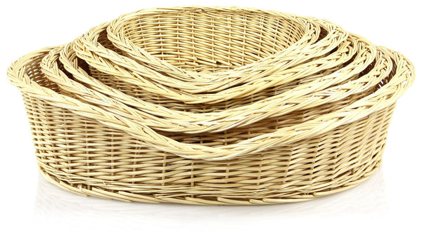 Dog and cat wicker basket curved