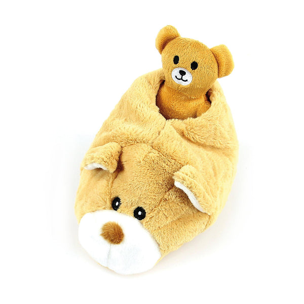Plush bear shoe with squeaker