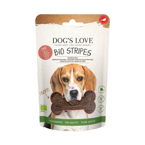 Dog's Love Stripes 100% organic soft snack with beef