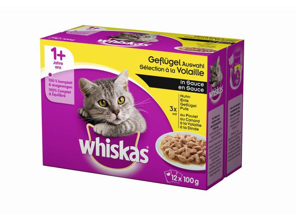 Whiskas wet food 1+ poultry selection, multipack: 12 x 100g