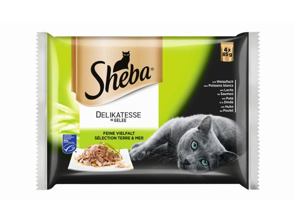 Sheba cibo umido prelibatezza in gelatina:  varietà fine, 40x85g