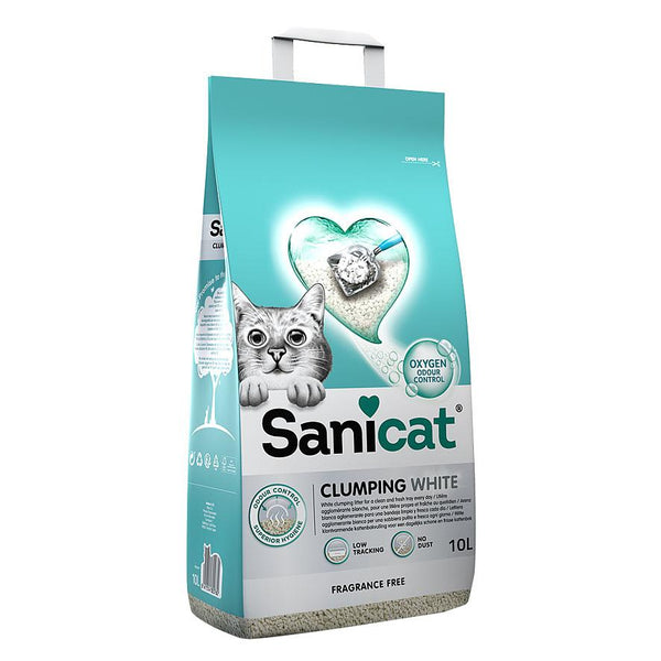 Litière Sanicat Agglomérante Blanche pour chat