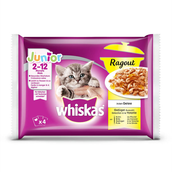 Whiskas 2-12 mesi Selezione di pollame in Gelée, 4x85G