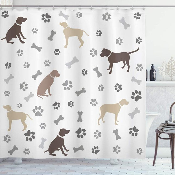 Shower curtain with cute animal prints