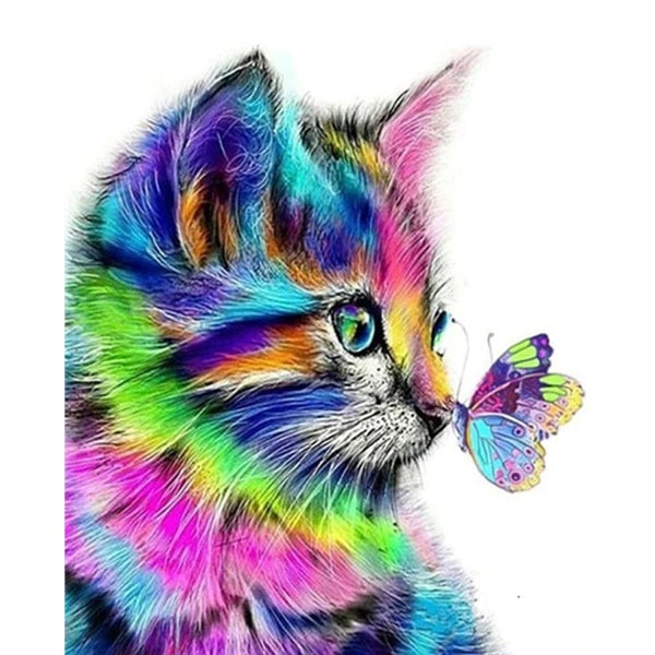 Painting by numbers kitten with butterfly