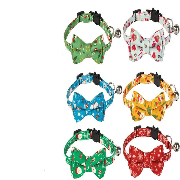 Cat bow tie with Christmas motifs