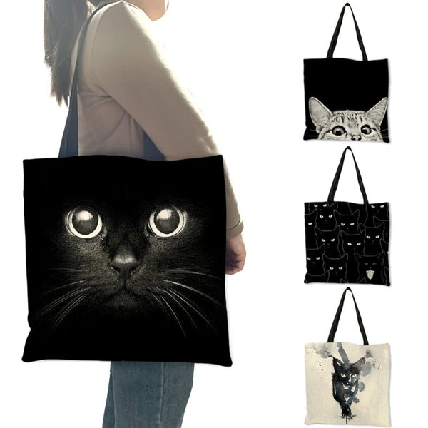 Tote Bag with Cat Print