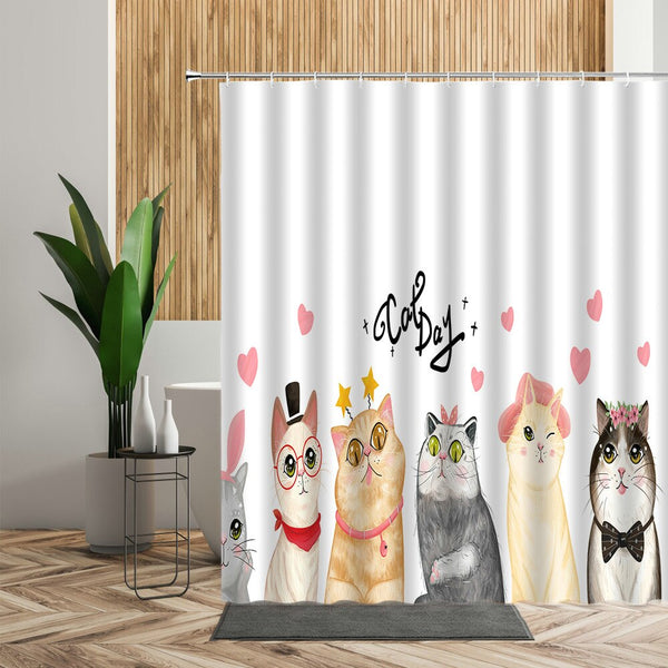 Shower curtain with cute animal prints