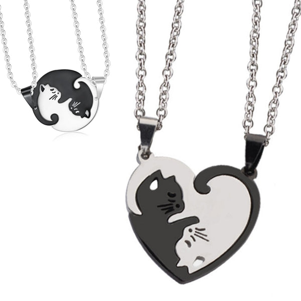 Friendship necklace with cat pendant