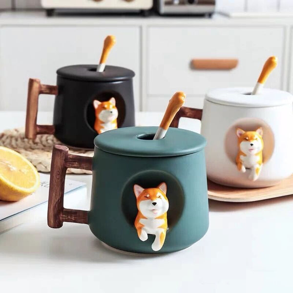 Mug set with 3D dog figure