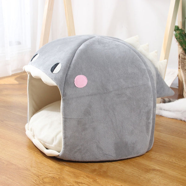 Shark shaped cat bed