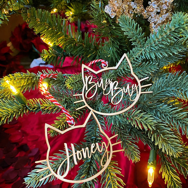 Personalisierbares Weihnachtsbaum Ornament KATZE