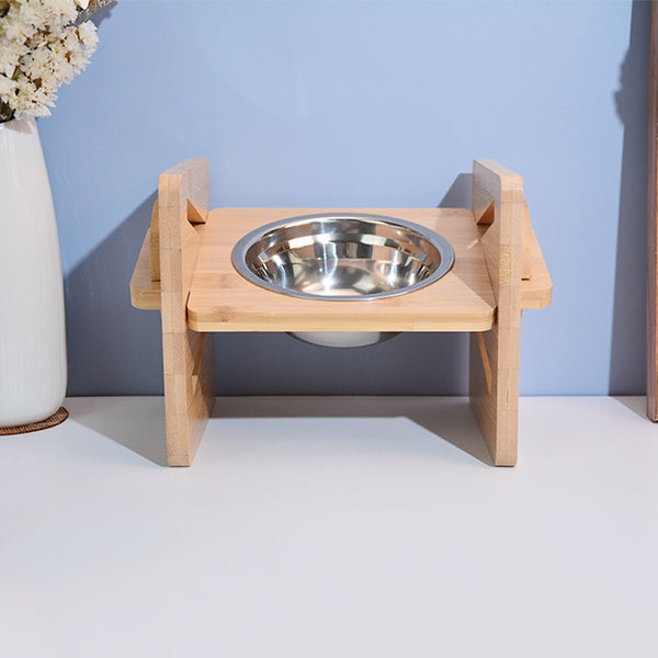 Adjustable double bowl station for small dogs