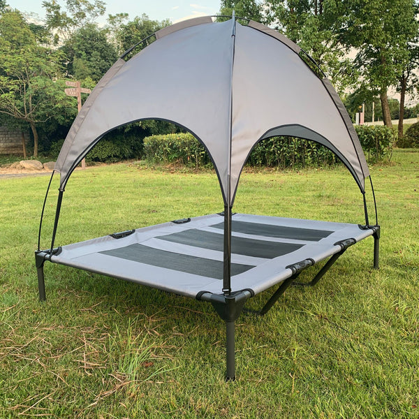 Outdoor bed with roof
