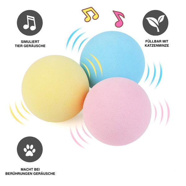 Interactive play ball with sounds and catnip