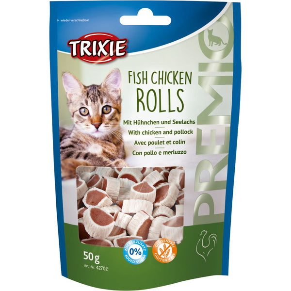 6x PREMIO Fish Chicken Rolls, chicken/saithe, 50 g