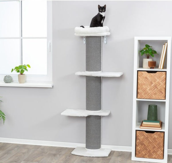 Acadia scratching post with wall mount, 160 cm, grey