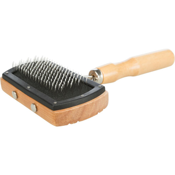 3x brosse douce, poils bois/métal, 10×18 cm