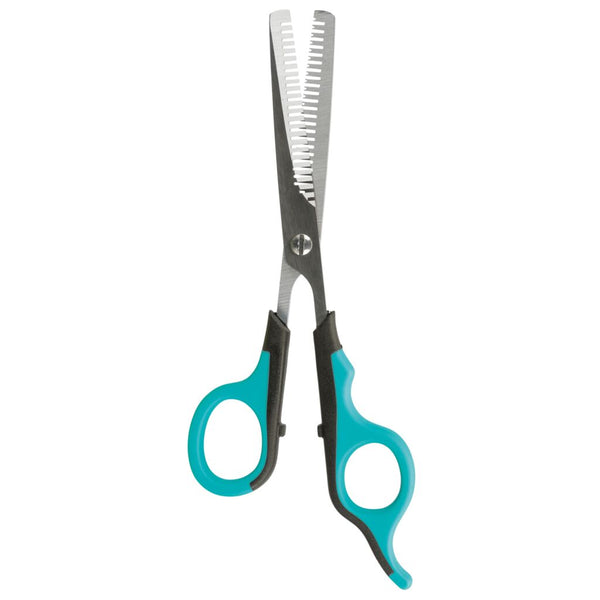 3x thinning scissors, double-sided, plastic/stainless steel, 16 cm