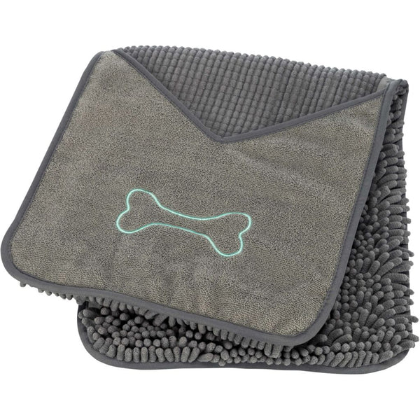 Towel with hand straps, microfibre, 78 × 32 cm, grey