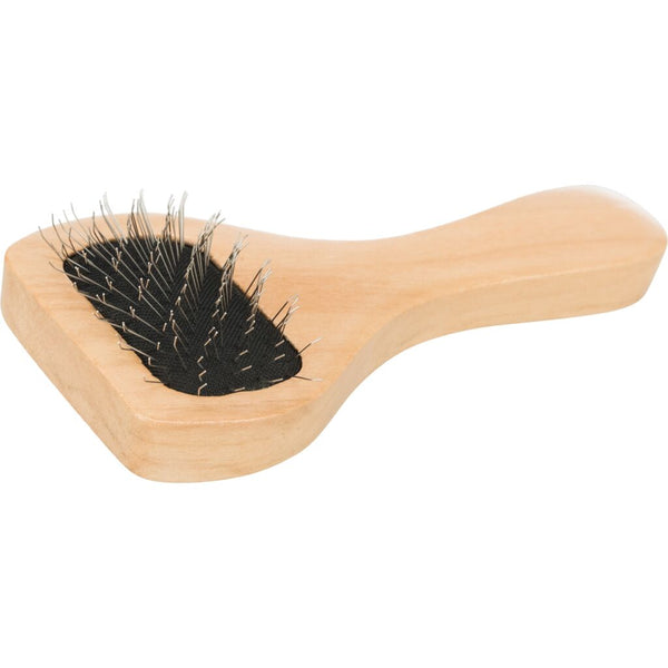 3x brosse douce, poils bois/métal, 6×13 cm