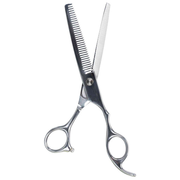 2x professional thinning scissors, one-sided, stainless steel, 18 cm