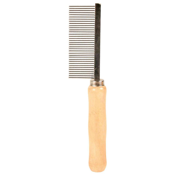Comb, medium, wood/metal tines, 18 cm