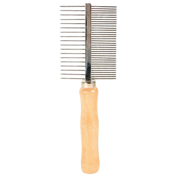 3x comb, double-sided, medium/coarse, wood/metal teeth, 17 cm