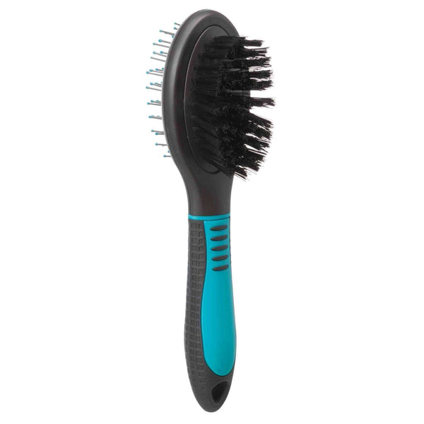 Brush, double-sided, plastic/nylon &amp; wire bristles