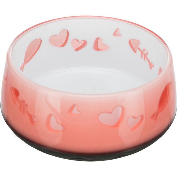 Bowl, fish and heart motif, plastic/rubber bottom, 0.3 l/ø 12 cm