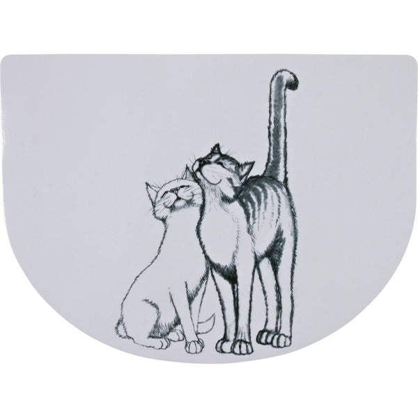 6x bowl mat cuddly cats, 40×30 cm, white