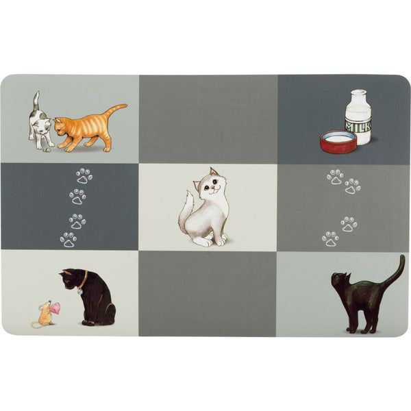 6x bowl mat Patchwork Cat, 44×28 cm, grey
