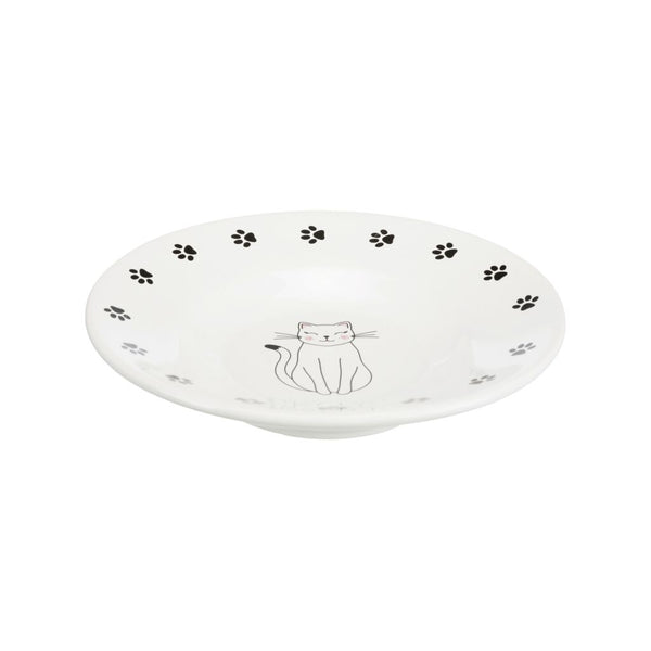 Bowl, flat, cat/paws, ceramic, 0.2 l/ø 15 cm