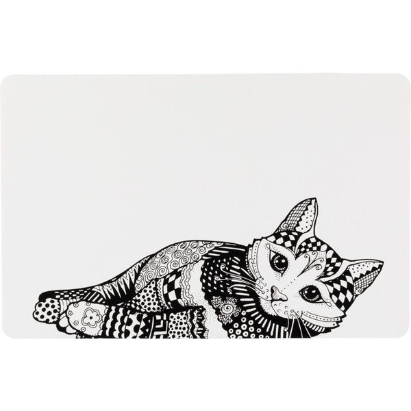 6x bowl mat cat, 44×28 cm, white/black