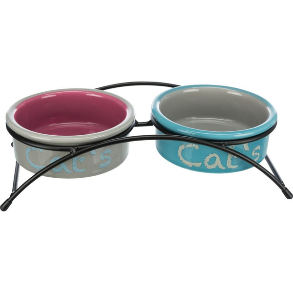 Bowl set, ceramic/metal, 2 × 0.3 l, light grey/dusky pink/light