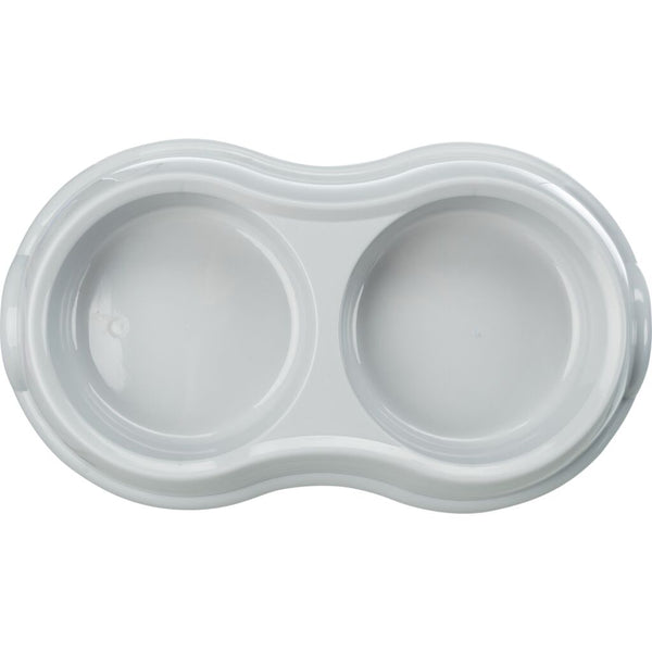 4x double bowl, plastic, 2×0.2 l/ø 11 cm/26×4×14 cm