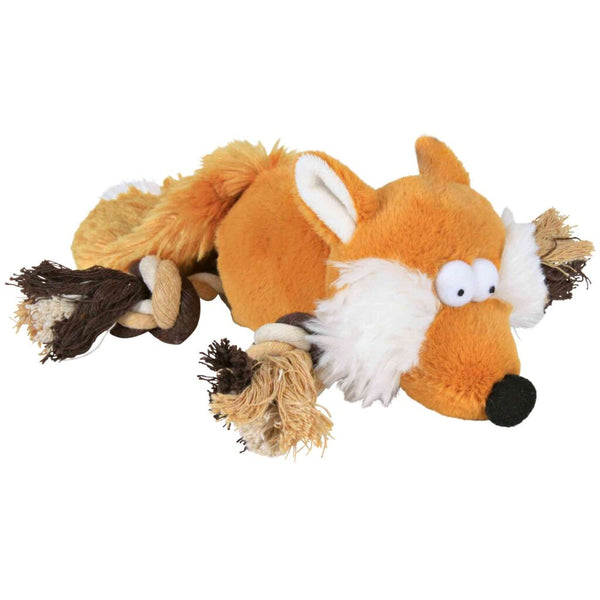 2x fox with rope, plush, 34 cm