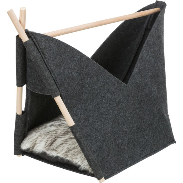 Elise cave, felt, with cushion, 63 × 44 × 30 cm, anthracite