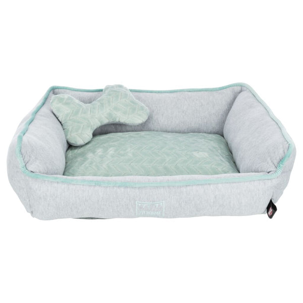 Junior bed, angular, 50 × 40 cm, light grey/mint