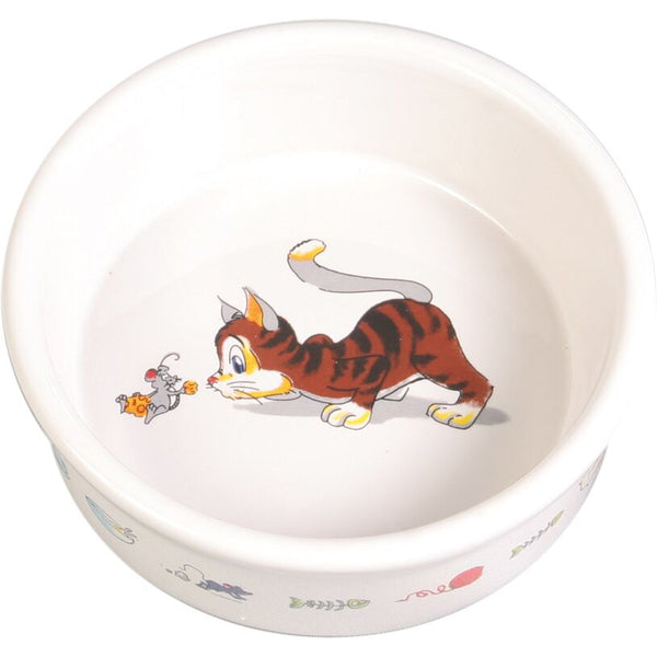 Bowl, cartoon cat with mouse, ceramic, 0.2 l/ø 12 cm