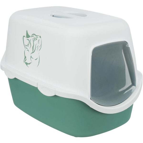Litter box Vico printed, with hood, 40 × 40 × 56 cm, green/white